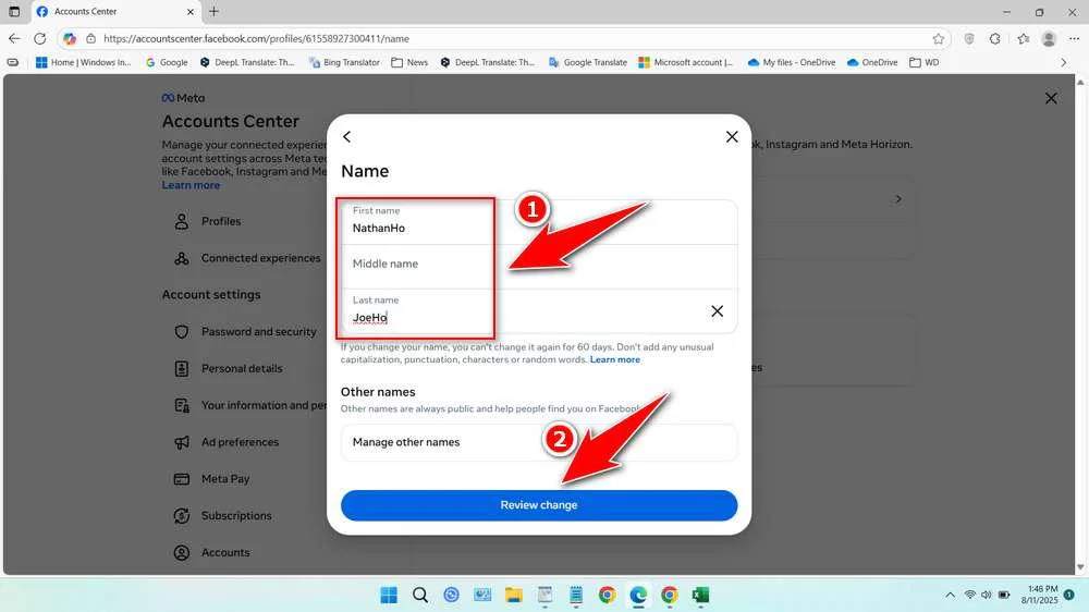 How to Change Profile Name on Facebook 7 Change Profile Name on Facebook via Web Browser - Step 6