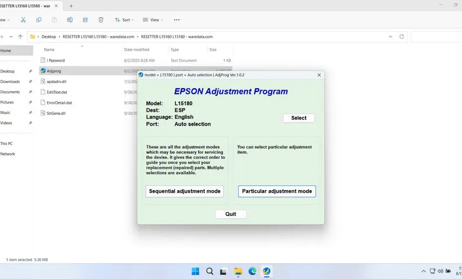 Epson L15180 Resetter