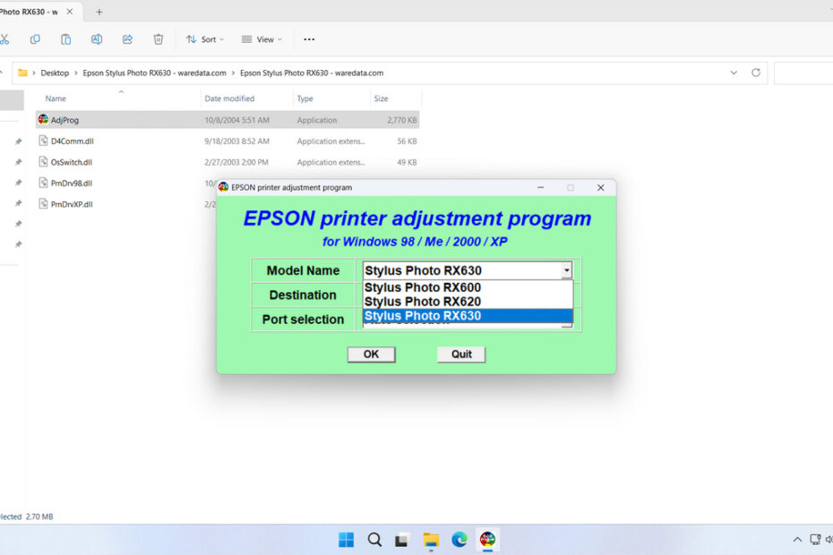 Epson RX600, RX620, RX630 Resetter