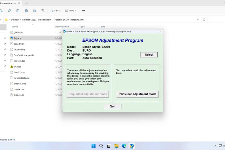 Epson SX230 Resetter