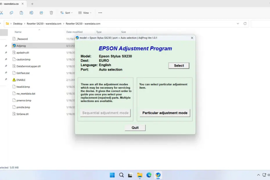 Epson SX230 Resetter