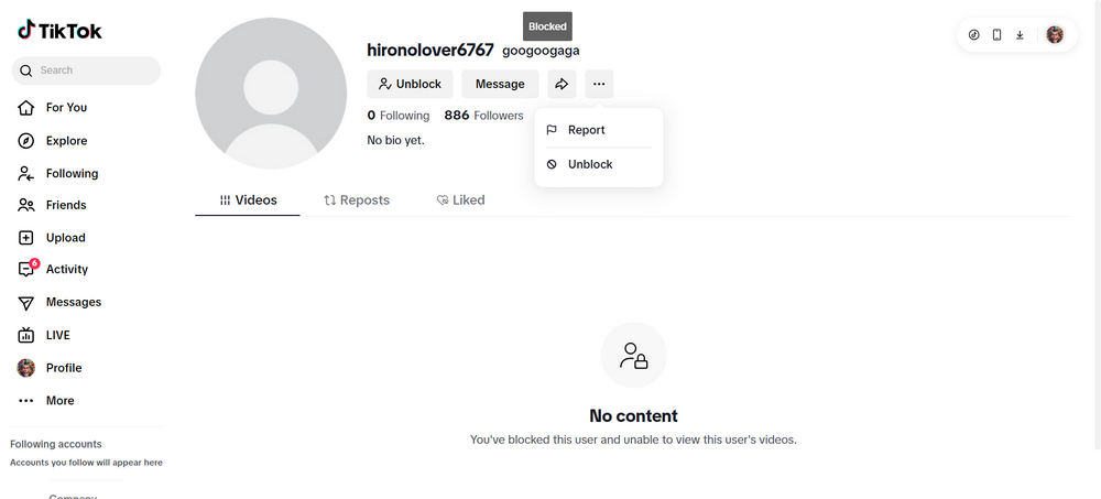 How to Block Someone on TikTok Using Browser or PC - Step 5