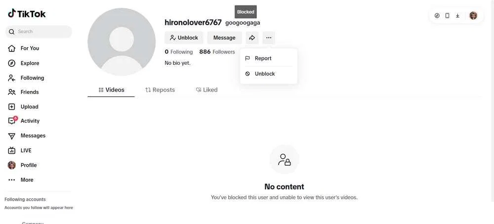 How to Block Someone on TikTok 13 How to Block Someone on TikTok Using Browser or PC - Step 5