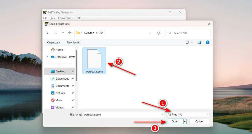 How to Convert .PEM File to .PPK 3 How to Convert .PEM File to .PPK using PuTTYgen - Step 2