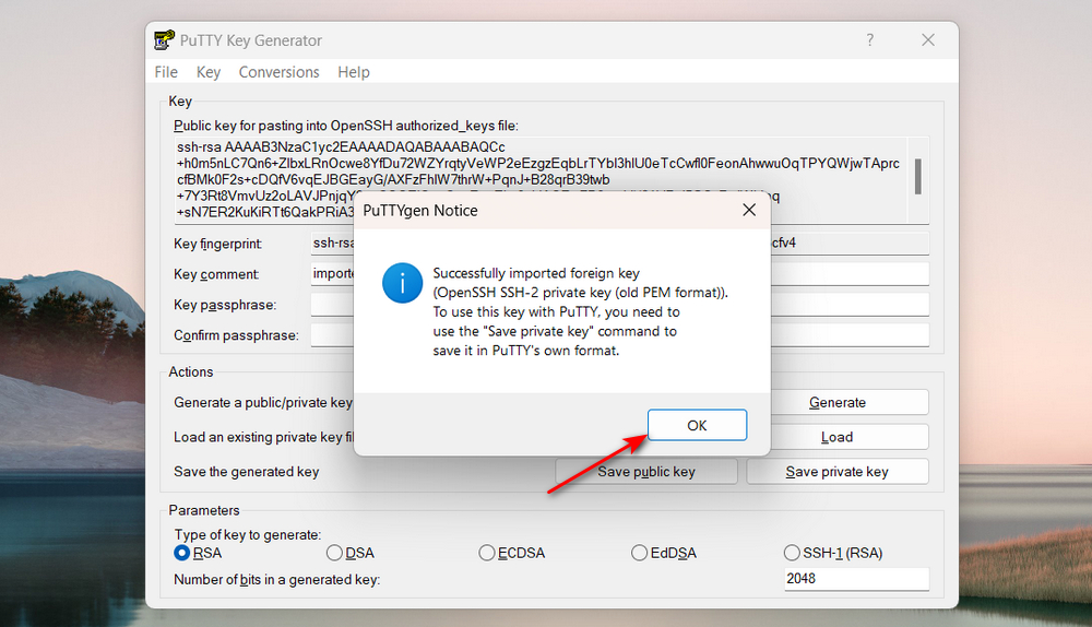 How to Convert .PEM File to .PPK using PuTTYgen - Step 3