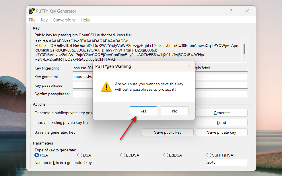 How to Convert .PEM File to .PPK using PuTTYgen - Step 5