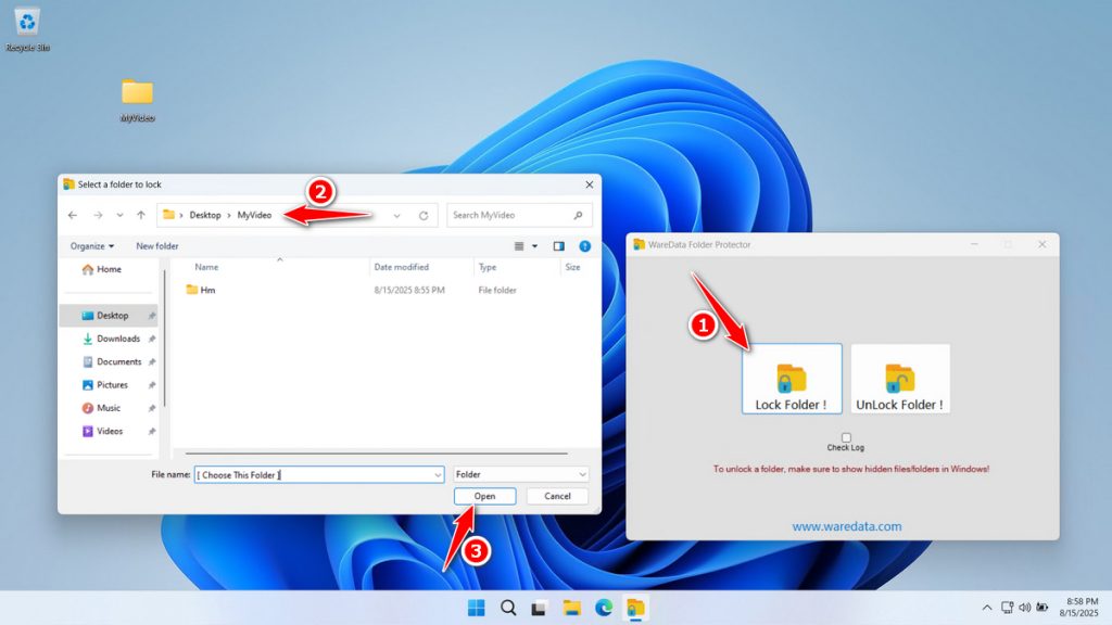 How to Lock a Folder Using WareData Folder Protector - Step 1