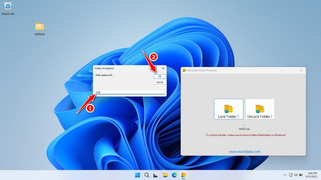 How to Lock a Folder Using WareData Folder Protector - Step 2