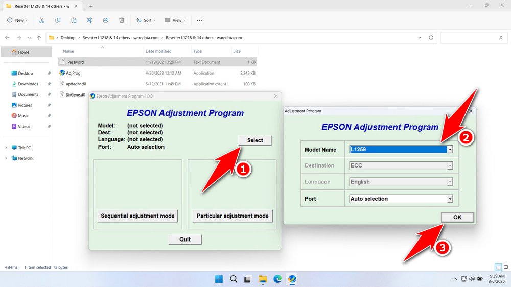 How to Use Epson L1259 Resetter - Step 1