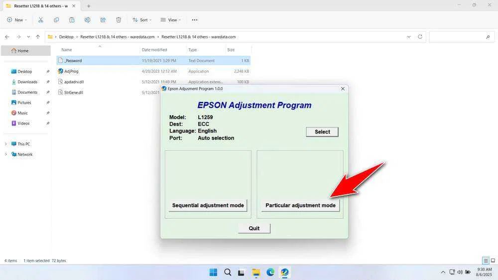 Epson L1259 Resetter 3 How to Use Epson L1259 Resetter - Step 2