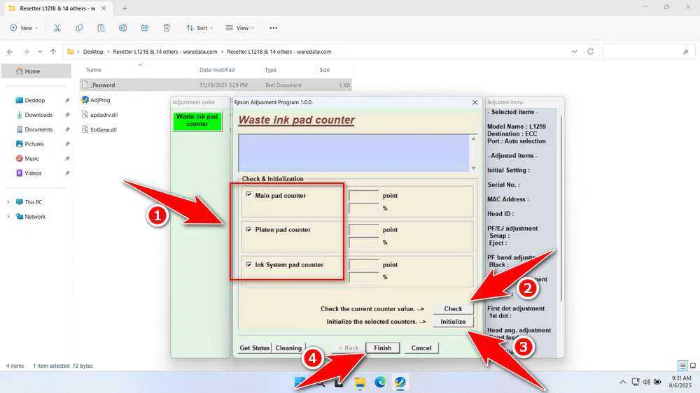 Epson L1259 Resetter 5 How to Use Epson L1259 Resetter - Step 4