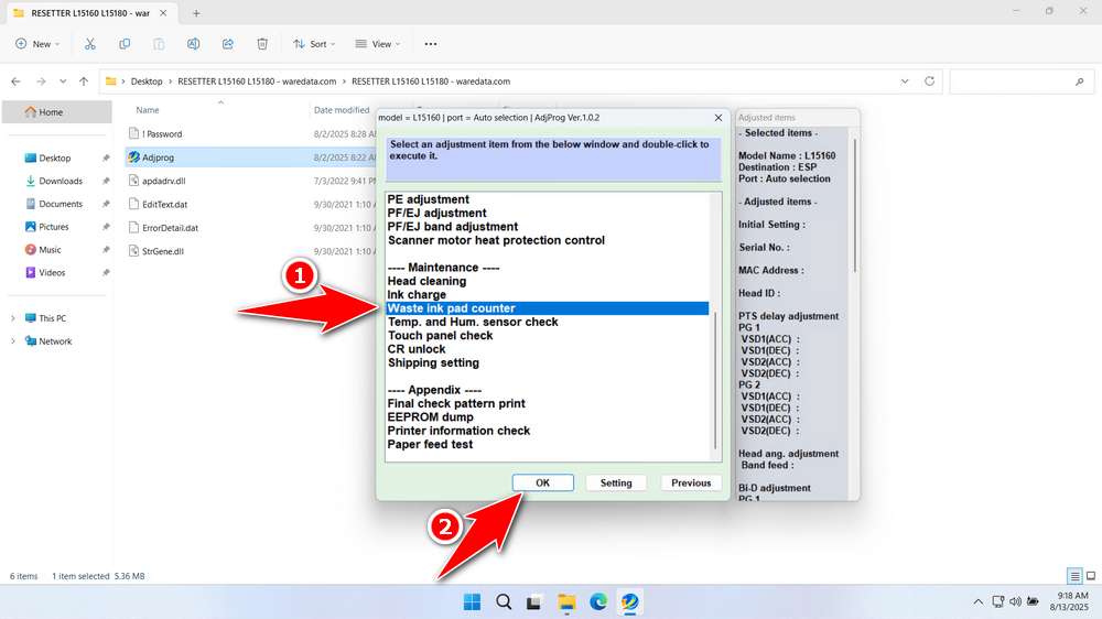 How to Use Epson L15160 Resetter - Step 3