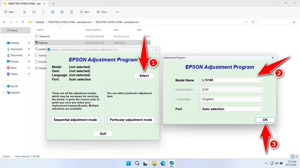How to Use Epson L15180 Resetter - Step 1