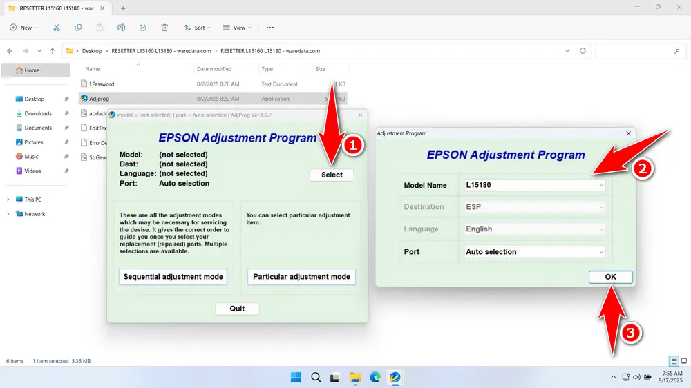 How to Use Epson L15180 Resetter - Step 1