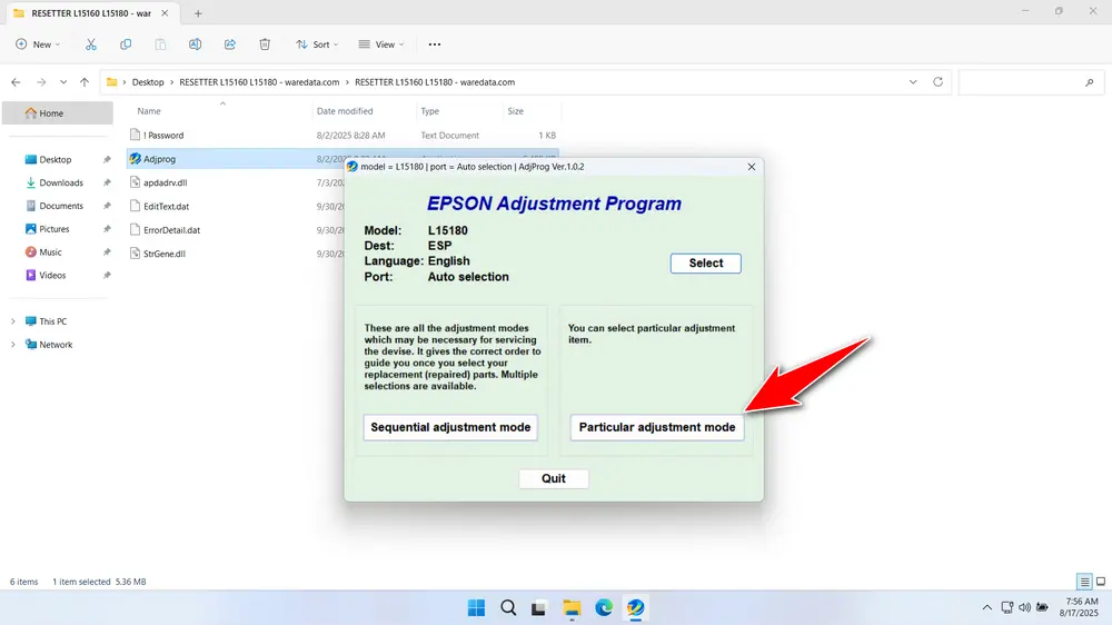 How to Use Epson L15180 Resetter - Step 2