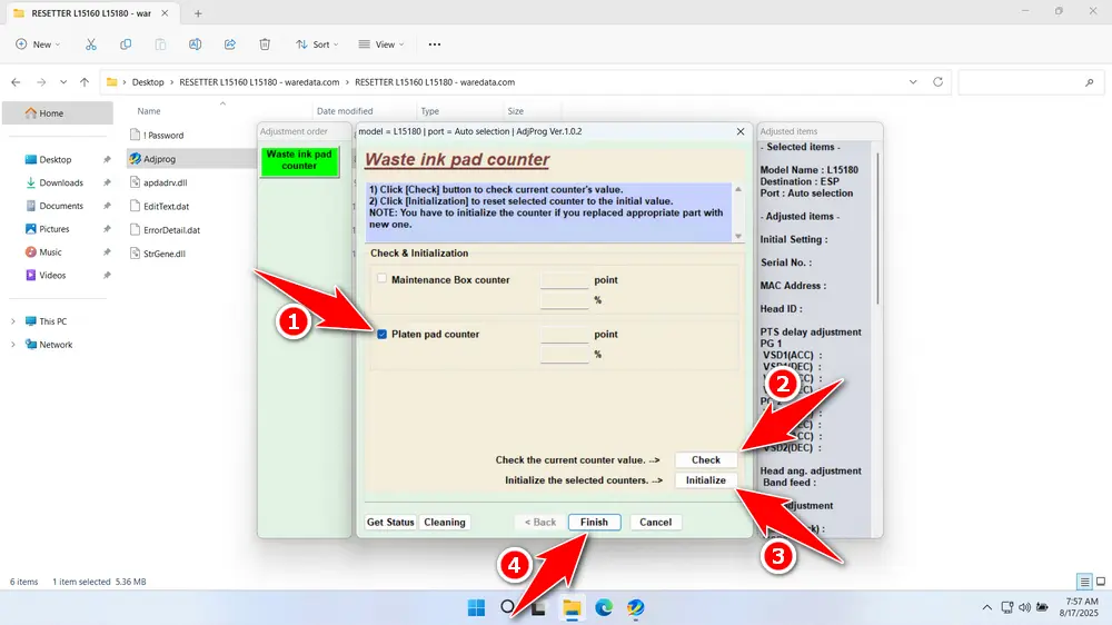 How to Use Epson L15180 Resetter - Step 4