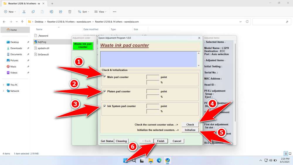 How to Use Epson L3219 Resetter - Step 4