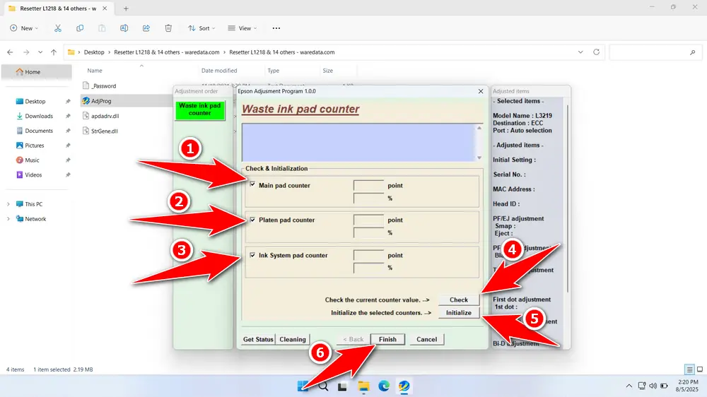 How to Use Epson L3219 Resetter - Step 4
