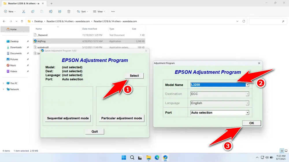 Epson L3258 Resetter 2 How to Use Epson L3258 Resetter - Step 1