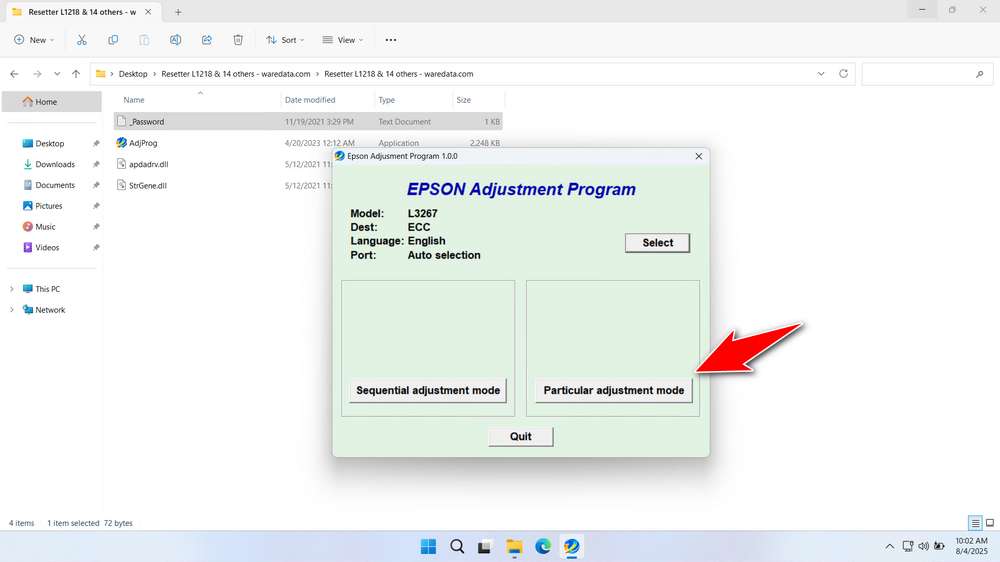 How to Use Epson L3267 Resetter - Step 3