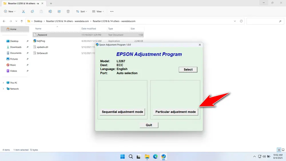 How to Use Epson L3267 Resetter - Step 3