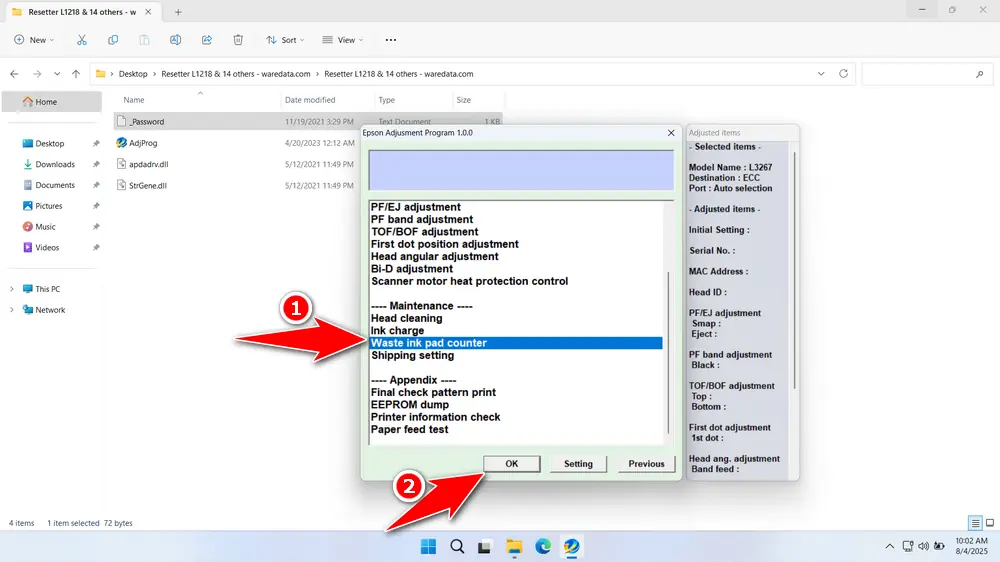 How to Use Epson L3267 Resetter - Step 4