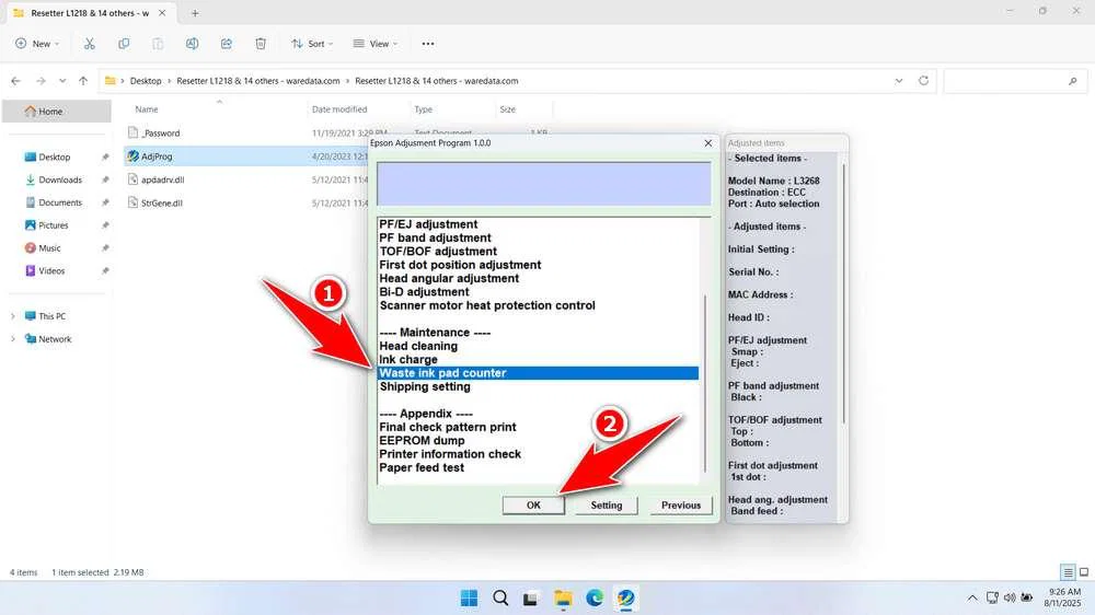 Epson L3268 Resetter 4 How to Use Epson L3268 Resetter - Step 3