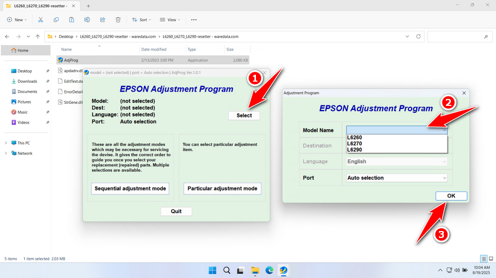 How to Use Epson L6260, L6270 & L6290 Resetter - Step 1