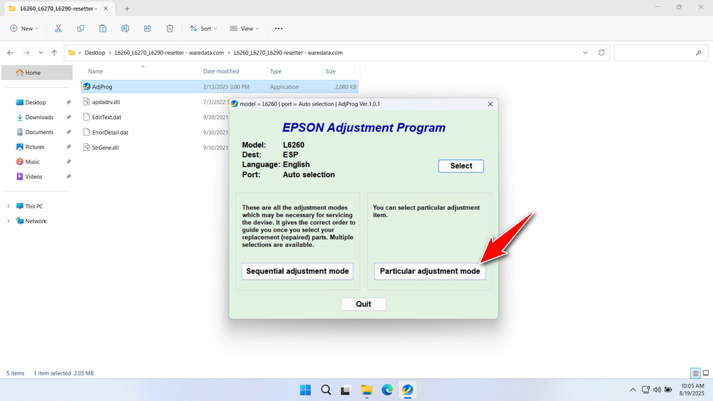 How to Use Epson L6260, L6270 & L6290 Resetter - Step 2