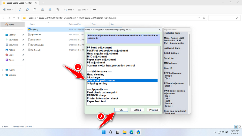How to Use Epson L6260, L6270 & L6290 Resetter - Step 3