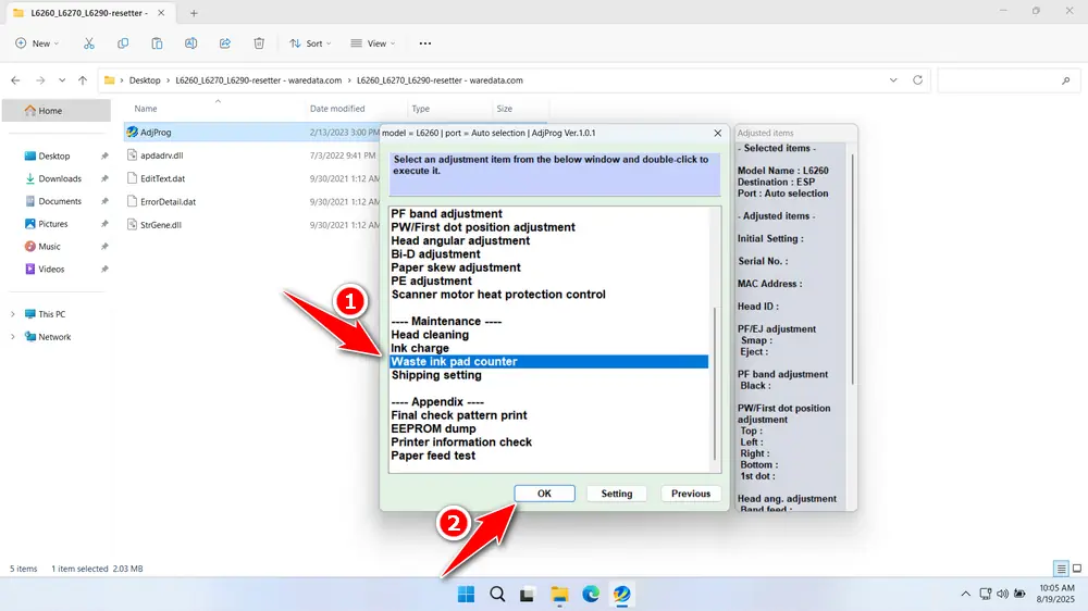 How to Use Epson L6260, L6270 & L6290 Resetter - Step 3
