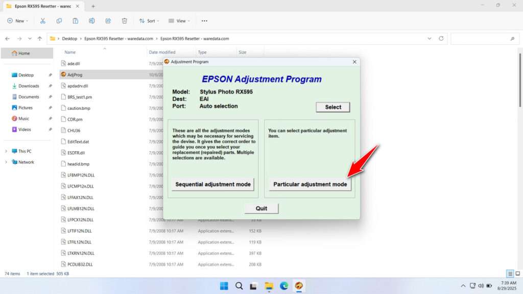 How to Use Epson RX595 Resetter - Step 1