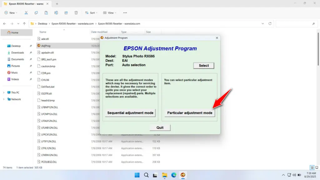 How to Use Epson RX595 Resetter - Step 1