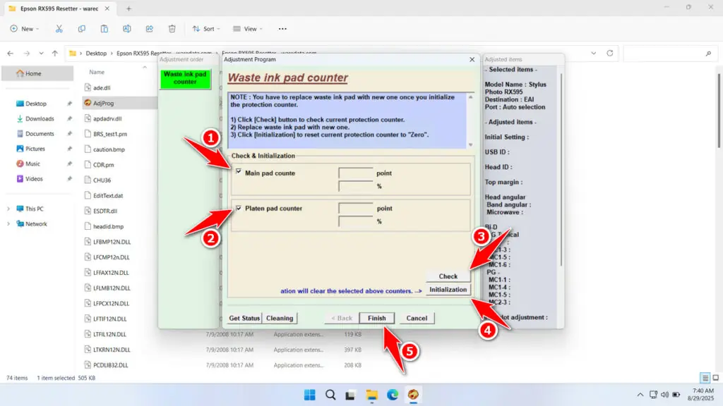How to Use Epson RX595 Resetter - Step 3