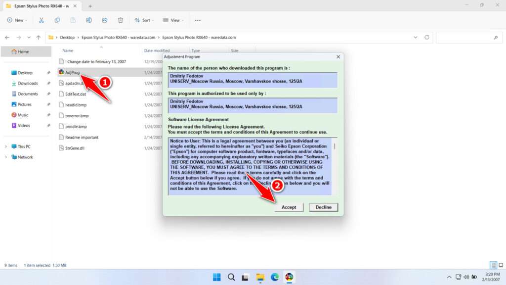 How to Use Epson RX640 Resetter - Step 2
