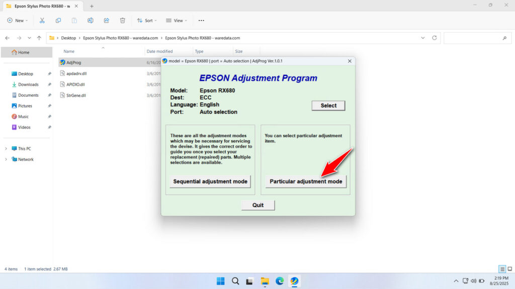 How to Use Epson RX680 Resetter - Step 1