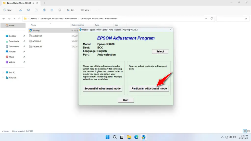 How to Use Epson RX680 Resetter - Step 1
