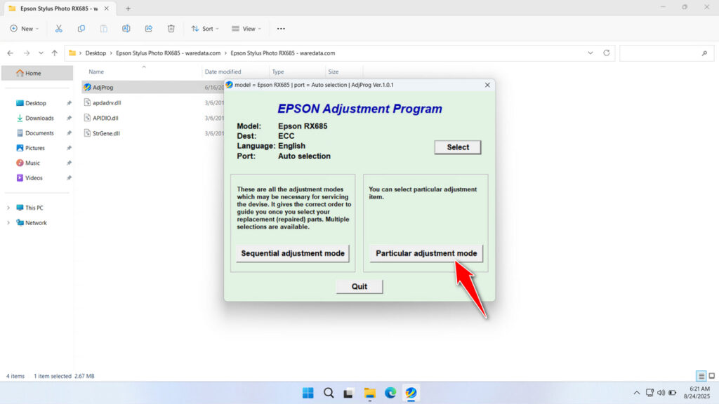 How to Use Epson RX685 Resetter - Step 1