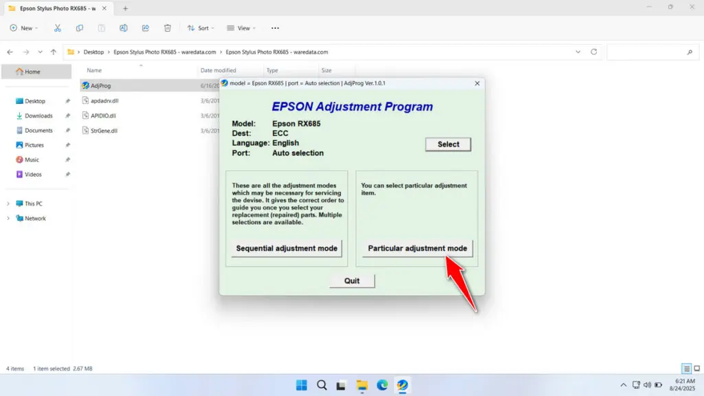 How to Use Epson RX685 Resetter - Step 1