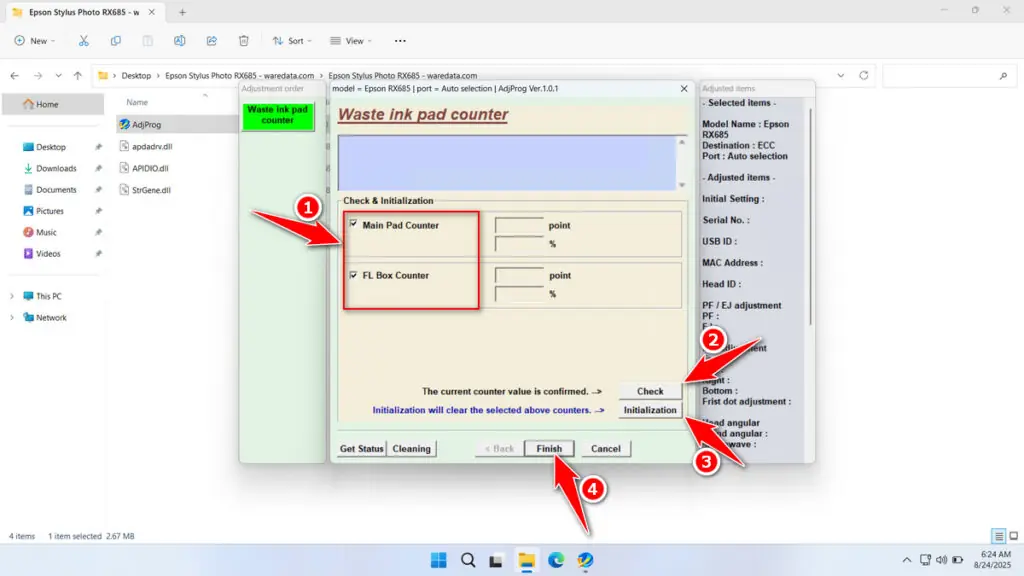 How to Use Epson RX685 Resetter - Step 3