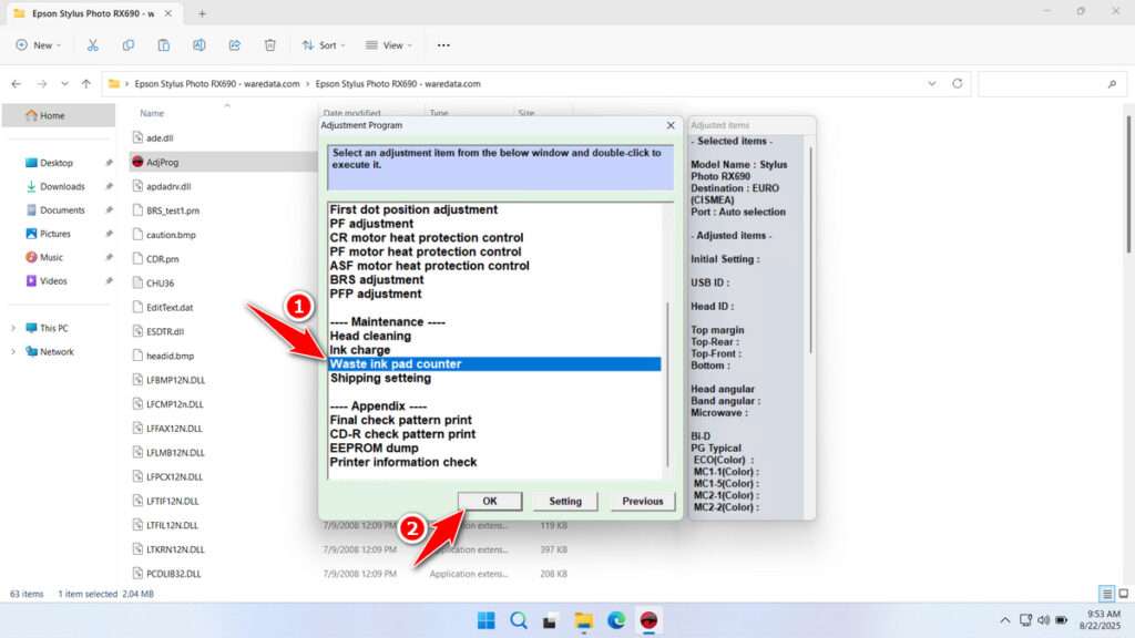 How to Use Epson RX690 Resetter - Step 3