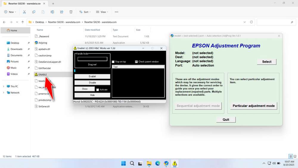 How to Use Epson SX230 Resetter - Step 2