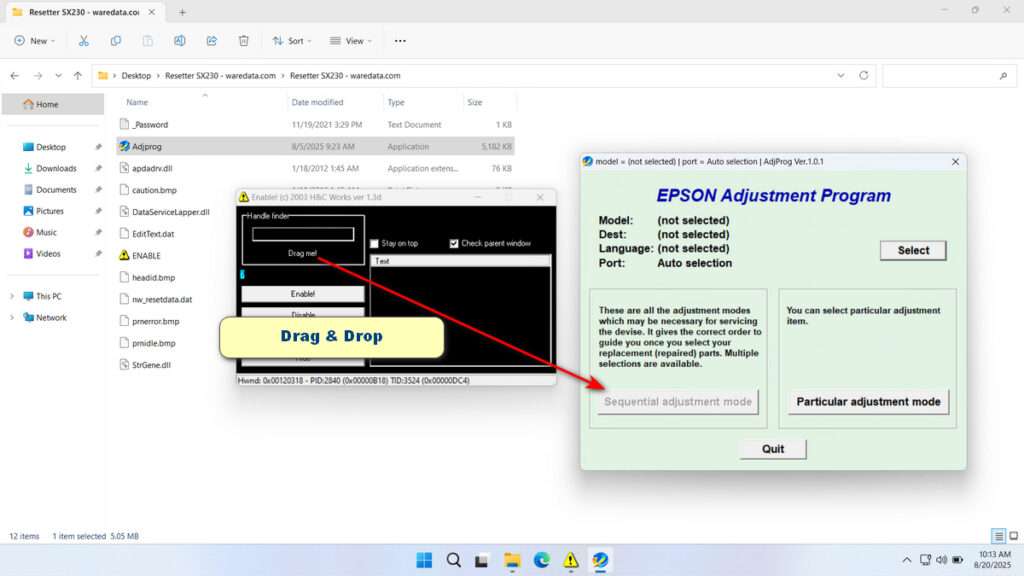 How to Use Epson SX230 Resetter - Step 3