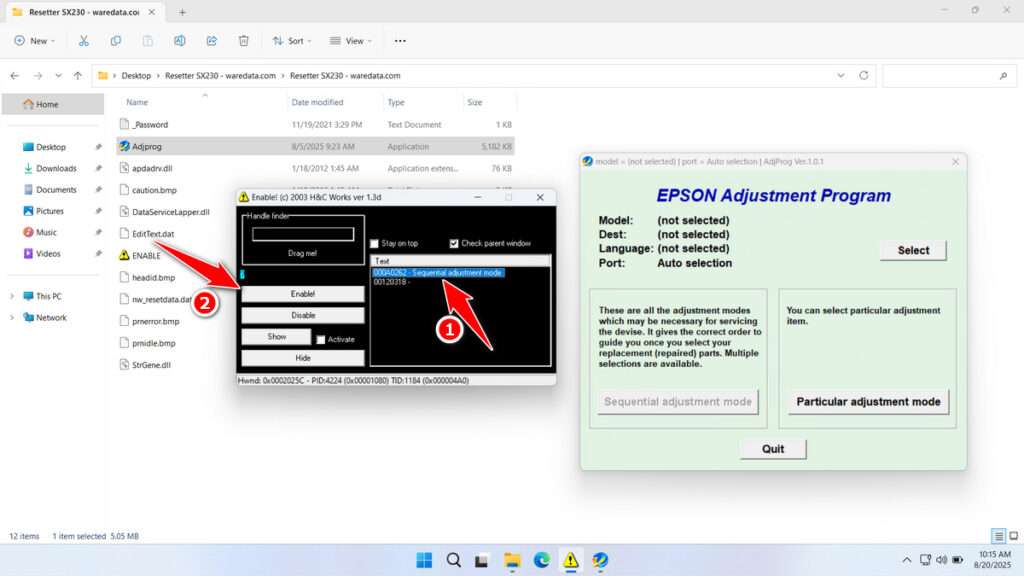 How to Use Epson SX230 Resetter - Step 4