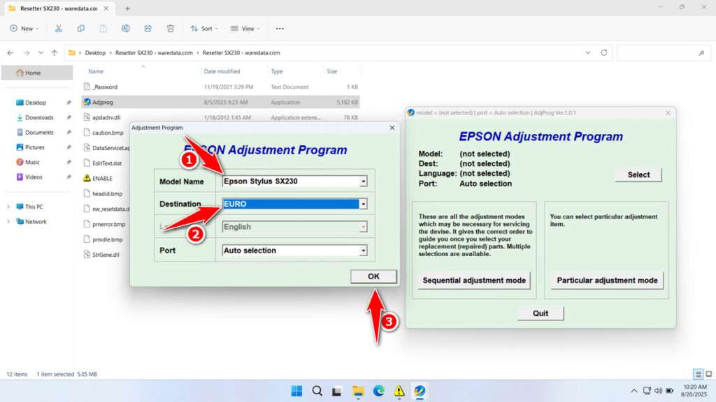 How to Use Epson SX230 Resetter - Step 6