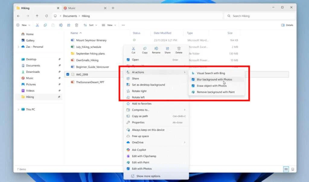 Windows 11 Build 27938 Brings Smart AI Actions to File Explorer 2 AI actions in Windows 11