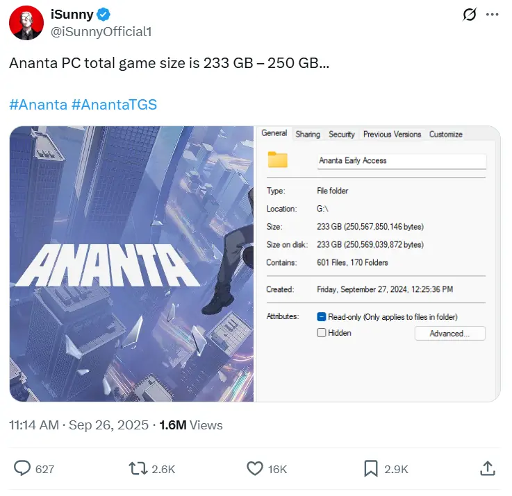 Ananta’s Game File Size Leak