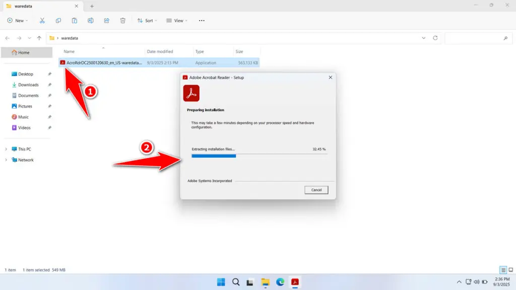 How to Install Adobe Acrobat Reader Offline Installer - Step 1