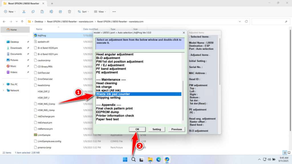 How to Use Epson L18050 Resetter - Step 2