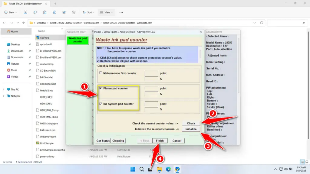How to Use Epson L18050 Resetter - Step 3